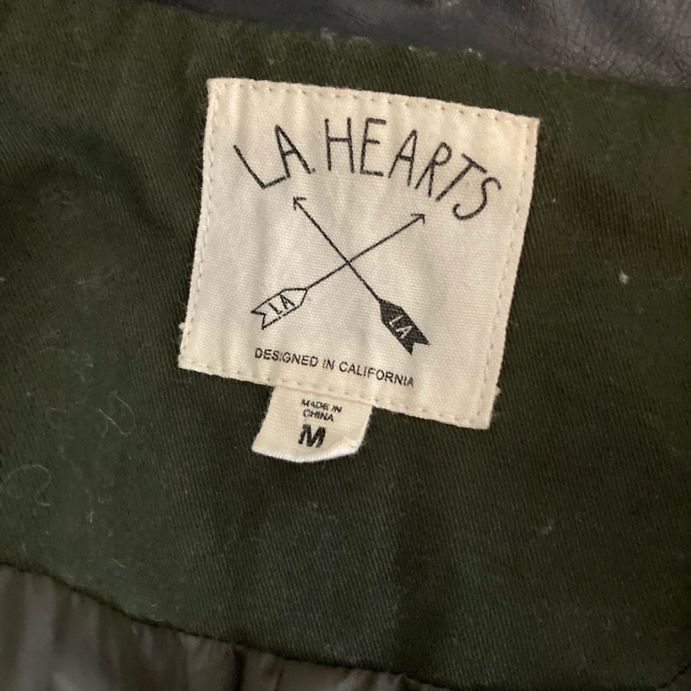 La Hearts Green Partial Leather Jacket - image 4